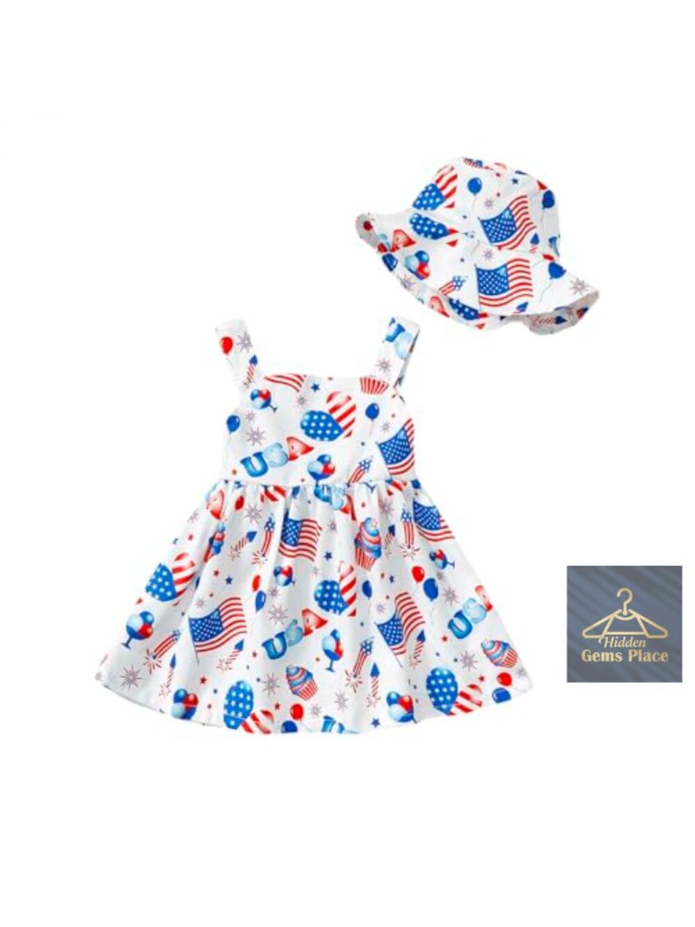 Polyester Baby Girl Halter Backless Sleeveless Flower Sundress with Matching Hat